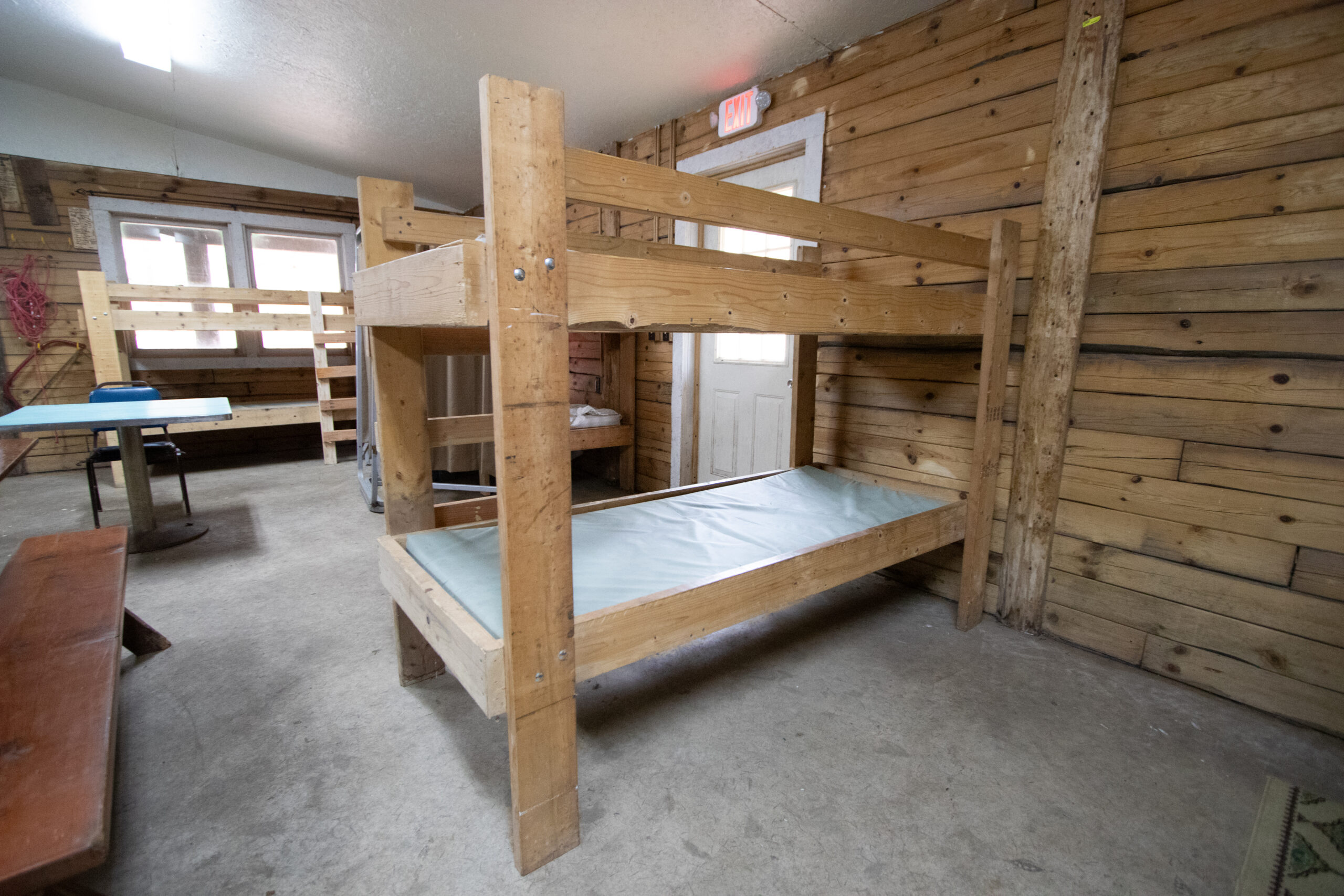 We have indoor sleeping for 32 people between the Evans and Harden cabins. These cabins offer heated sleeping space with electric plugs. Beds in these cabins are first-come, first-served.