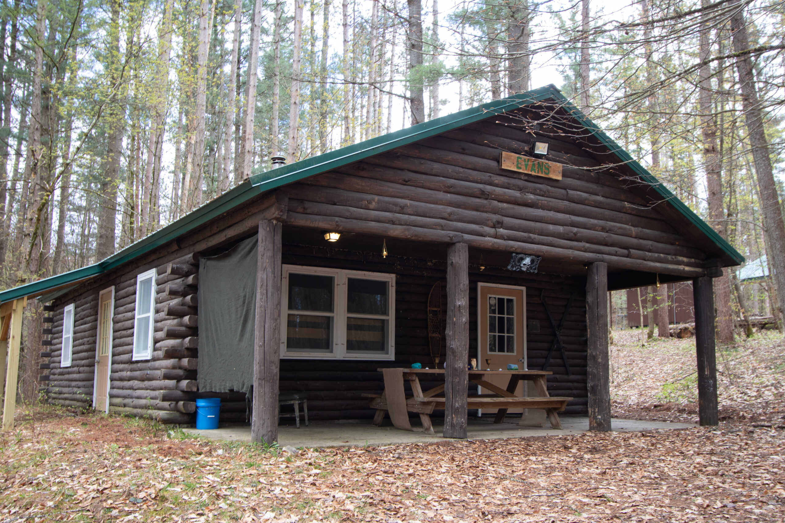 We have indoor sleeping for 32 people between the Evans and Harden cabins. These cabins offer heated sleeping space with electric plugs. Beds in these cabins are first-come, first-served.